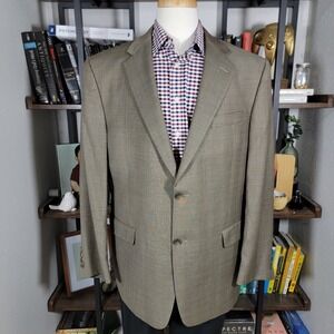 Hart Schaffner Marx Men's Sport Coat Blazer Two Button Brown Plaid Wool Size 44R